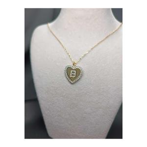 Collana con cuore placcato in oro 14k, collana con lettere in pietra di zircone