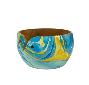 Cuenco de hilo de madera con estampado para tejer con soporte de tapa Cuenco de hilo de almacenamiento de fibra de ganchillo - Product Image 4