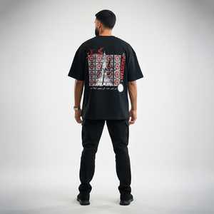 Camiseta de rendimiento Minar-e-Khwaab Easah X Gai para hombre, negra, de jersey, con gráficos bordados, material Drifit, para culturismo, manga larga - Product Image 2