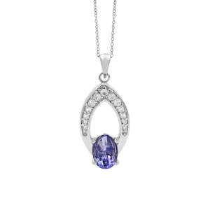 Collar de Plata de Ley 925 de alta calidad, colgante de piedras preciosas de tanzanita Natural de moda, regalo de joyería fina elegante pulido alto - Product Image 1