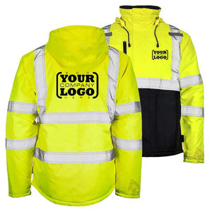 Custom Company Logo Safety Jacket High Visibility <b>Reflective</b> Compliance Standard, Winter Thickened Safety Workers Jacket - Product Image 2