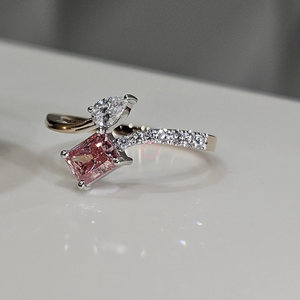 Gia/IGI ได้รับการรับรอง0.92CT เปล่งปลั่งตัดเพชรสีชมพูขนาด18K แหวนโซลิแทร์ชุบทอง/เงินสำหรับงานปาร์ตี้ - Product Image 3