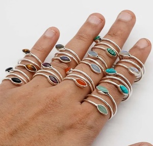 925 Sterling Silver Bohemian Eco-friendly Designer <b>Ring</b> Natural <b>Crystal</b> Featuring Moonstone Tigers Eye Amethyst Gemstones - Product Image 1