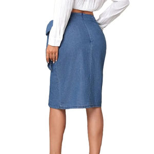 Jupe en jean extensible au design le plus récent pour femmes, taille haute, ajustée, décontractée, durable, en mélange de coton - Product Image 5