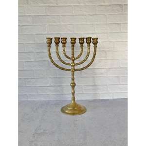 Candelabro de Latón de Lujo de 7 Brazos para Decoración de Hanukkah, Portavelas para Bodas, Eventos Judíos, Suministros Decorativos - Product Image 5