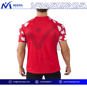 Maillot de football canadien uni rouge moderne et personnalisé pour hommes, chemise confortable et douce à motifs variés, tissu lavable à séchage rapide - Product Image 2
