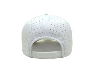 Casquette de baseball personnalisée en polyester blanc avec ligne rose découpée au laser et ventilation – Fabricant professionnel de haute qualité, faible MOQ - Product Image 3
