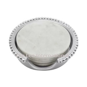 Ensembles de 6 sous-verres à thé en métal plaqué argent et or en aluminium avec forme carrée Design Table Ware Tea Coaster - Product Image 4