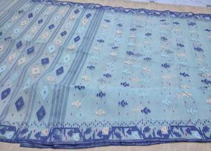 Robe exclusive Deshi Dhakai Jamdani Sharee bleu ciel vert qualité d'exportation vêtements indiens pakistanais pour femmes Bangladesh avec - Product Image 6