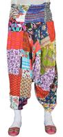 Pantalon Harem en Patchwork de Coton, Pantalon Bohème Gypsy, Pantalon Indien Afghani, Pantalon Capri Ample, Pantalon de Danse du Ventre Harem