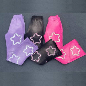 Streetwear personnalisé délavé à l'acide ensemble de sweat à capuche fermeture éclair survêtements Écusson de détresse Pantalon de survêtement évasé Décontracté Hiver Logo Caractéristiques Tissu - Product Image 5