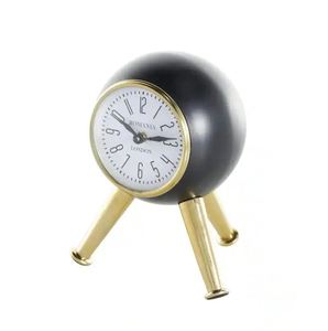 Hermoso reloj de mesa de metal redondo de latón AK con base de 3 pilares en oro y acabado negro para decoración de escritorio de oficina/Decoración de mesa - Product Image 3