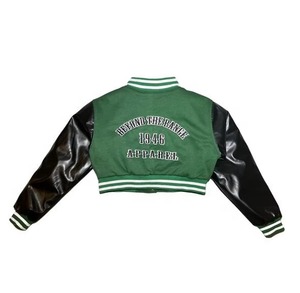 Abordable de haute qualité OEM Logo personnalisé épaule tombante Letterman manches longues femmes Université Baseball Bomber Varsity Jacket - Product Image 2