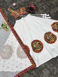 Nouvelle tendance Lehenga Details Fabric Plain Rayon Flair 4 mtr avec lacets en toile patta - Product Image 5