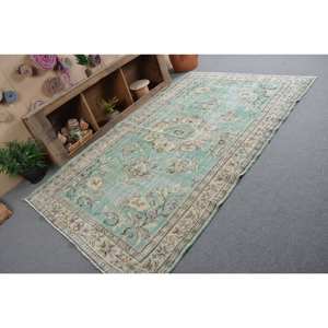 Alfombra turca Vintage área grande 5,4X8,8 pies clásico verde Beige Patchwork diseño lana látex para pasillo rectangular alfombra de habitación - Product Image 2