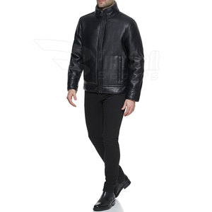 Factory Manufacture Solid Color Men <b>Leather</b> <b>Jacket</b> Design Your Own Product <b>Leather</b> <b>Winter</b> <b>Jacket</b> - Product Image 5
