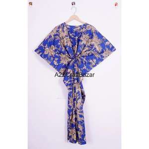 Caftán Casual de Lujo y Comodidad, Tejido de Algodón Transpirable de Alta Calidad, Manga Corta, Ropa de Playa para Mujer, Ecológico, Cuello en V Midi - Product Image 5