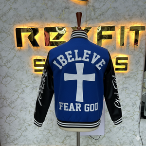 Veste pour hommes en laine et en soie brodées avec fermeture à boutons couverts et services OEM de meilleurs matériaux Vestes Lettermen - Product Image 4