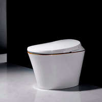 WC intelligent mural R510-P de luxe moderne en céramique, sans réservoir, à chasse d'eau par siphon, avec siphon en P, monobloc, et abattant à fermeture douce