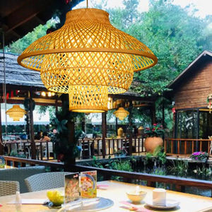 Luminaire de plafond en bambou, cage décorative, adapté aux projets d'éclairage personnalisés, sans composants électriques inclus - Product Image 4