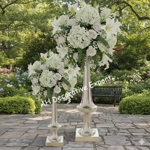 Vase à fleurs portable en aluminium plaqué or mat moderne pour la décoration de mariage/fête - Product Image 5