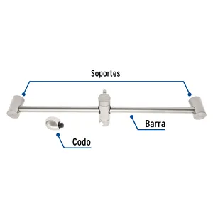 Foset Riviera satinata barra a muro con gomito singola unità portasciugamani in scatola - Product Image 3