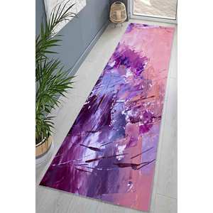 Tapis imprimé - Motif peinture rose et violet, tapis d'escalier moderne, avec poils doux - Product Image 3