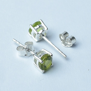 5mm Natural Green Peridot <b>Stud</b> <b>Earrings</b> for Women Men Girls Kids 925 Sterling Silver with Trendy Gemstone Prong Setting - Product Image 6