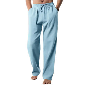 Pantalones de lona de lino para hombre hechos a pedido con forma relajada Pantalones casuales Panel frontal ecológico - Product Image 2