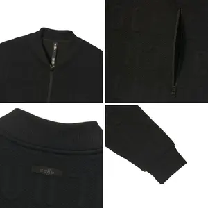 แจ็กเก็ตบอมเบอร์แบบมีซิปรูดลายนูนตัวอักษรหรูหราคอกลมลำลองใส่ได้ทุกเพศระบายอากาศได้พร้อมโลโก้หนังกลับและชายเสื้อ - Product Image 6