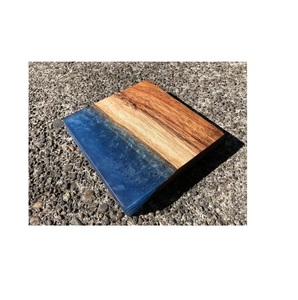 Posavasos de resina de madera de estilo americano, Forma cuadrada ecológica, juego de posavasos de Color marrón y azul, utensilios de cocina para el hogar, posavasos personalizados de 4 piezas - Product Image 6
