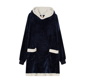 サンプル提供可 冬用 オーバーサイズ ブランケット パーカー フリース スウェットシャツ チェック柄 フーディー レディース ポケット付き フード付き スウェット 特大サイズ - Product Image 6