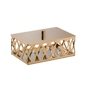 Boîte de rangement pour serviettes, décorative, faite à la main, pour la maison, la ferme, la cuisine, la chambre, usage régulier, finition dorée, pour hôtels - Product Image 1