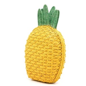 กระเป๋าลายสับปะรดสีเหลืองสำหรับเด็กกระเป๋าปิกนิกหวายสำหรับไปเที่ยวชายหาดฤดูร้อนดีไซน์สุดสร้างสรรค์กระเป๋าถักมือแบบมีเอกลักษณ์ - Product Image 2