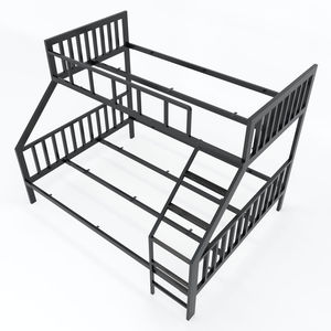 Rubber <b>Wood</b> & Iron Frame <b>Bunk</b> <b>Bed</b> 160x200x160cm <b>Wood</b> Style Solid Design Industrial Extendable & Storage GT003 - Product Image 6