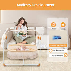 Berceau électrique moderne pour bébé, lit pour nourrissons de 0 à 18 mois avec balançoire automatique et télécommande, berceau en plastique pour bébés et enfants - Product Image 1