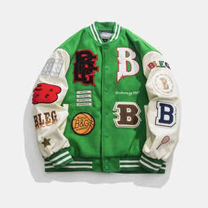 Vintage Sleeve Varsity <b>Jacket</b> <b>Men</b> Custom Logo Canvas Regular <b>Baseball</b> Letterman <b>Jackets</b> Waterproof Breathable Thick Winter - Product Image 3