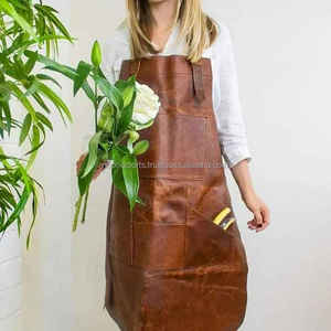 100 Genuine Cowhide Original Leather Brown <b>Black</b> Custom Logo Bib for Chefs Barbers BBQ Kitchen <b>Apron</b> Custom Design And Logo - Product Image 4