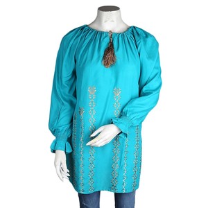 Kurti holgado bordado para mujer - Verde marino - Product Image 3