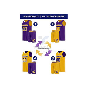 Conjunto de Uniforme de Baloncesto Reversible Personalizado, Jersey y Pantalones Cortos para Hombre y Mujer, Ropa Deportiva de Equipo, Atuendo de Práctica y Juego de Doble Cara, 100% - Product Image 5