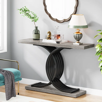 Table console moderne convertible Kusum Art en bois de manguier massif et fer, finition polie, pour salon, entrée, restaurant, hôtel