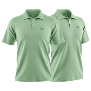 เสื้อโปโลของผู้ชายแบบแห้งเร็วออกแบบได้ตามต้องการด้วยผ้าทอระบายอากาศได้โลโก้ด้านหน้าแบบลำลองและกีฬาแขนสั้น - Product Image 5