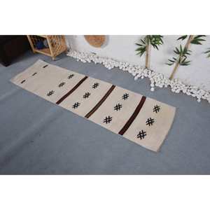 Tapis Turc Vintage 1.9 X 6.7ft Bohème Blanc Blanc Style Classique Patchwork Design pour Salon Décor Laine Matériel Latex 4m - Product Image 3