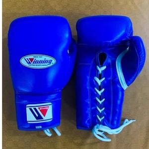 Ensemble de gants de MMA bleus fabriqués en usine, logo personnalisé, équipement d'entraînement, poignées de main, protège-tête Winning, protège-aine en cuir, kick-boxing - Product Image 5
