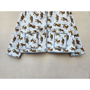 โอบกอดสไตล์ที่เป็นเอกลักษณ์เสื้อแจ็กเก็ตผ้าฝ้ายลายทางผ้านิ่มระบายอากาศได้ดีสีขาวพิมพ์ลายเสือแบบกลับด้านได้ - Product Image 5