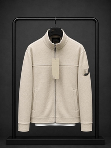 <b>Men's</b> <b>White</b> Cotton Puffer <b>Jacket</b> Stand Collar Zipper Closure Casual Knitted Solid Color Winter Wear Waterproof Nonwoven Front - Product Image 5
