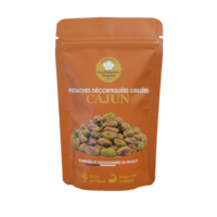 Pistaches artisanales françaises séchées et grillées, épicées à la façon cajun, 100% naturelles, paquet de 80g, sans huile de palme, sans additifs, épicées