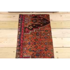 พรมตุรกีขนาดเล็ก 1.5x3.37 ฟุต พรมวินเทจ พรมลายทางสีแดง - Product Image 3