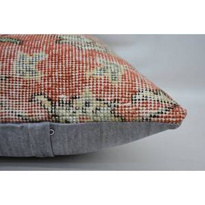 Beige lana Kantha Patchwork Toile almohada 16x24 pulgadas Floral bordado Vintage acento almohada para decoración de sofá - Product Image 4