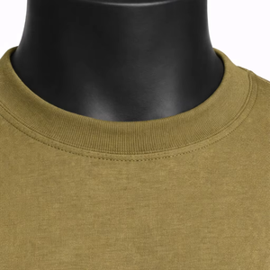 Camiseta Casual Verde Oliva para Hombre Wellprove, Cuello Redondo, Manga Corta, Lisa, 100% Algodón, Corte Holgado, Color Sólido, Transpirable - Product Image 4